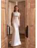 Ivory Satin V Open Back Simple Wedding Dress